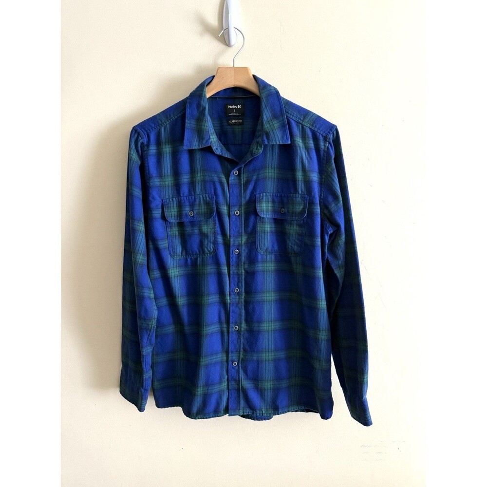 Men's Hurley Dri-Fit Classic Fit Syd Woven Button-Up Long Sleeve Shirt L Flannel